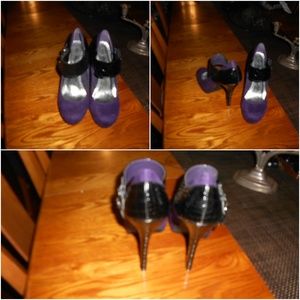 BAMBOO PURPLE FAUX SUEDE / LEATHER 5" HEELS SZ.7